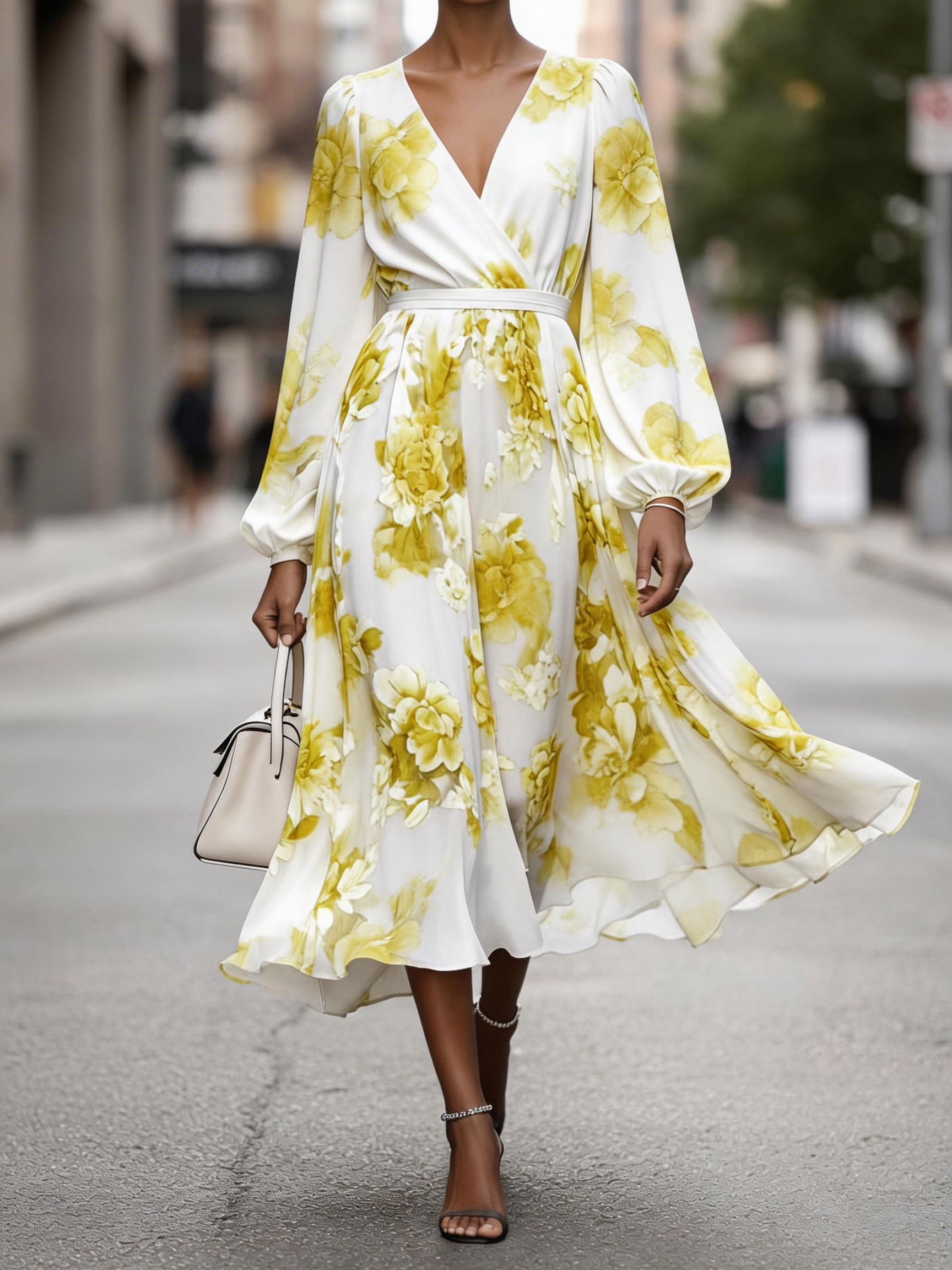 Elegant Floral Regular Fit Dress With No
