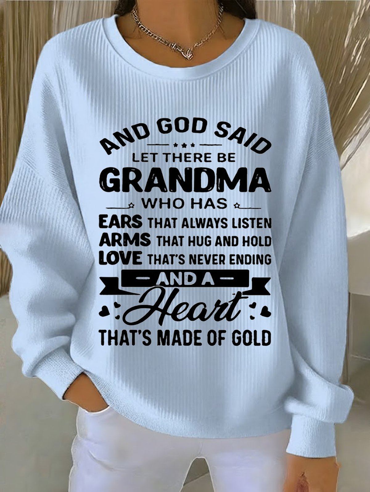Casual Crew Neck Text Letters Loose Sweatshirt