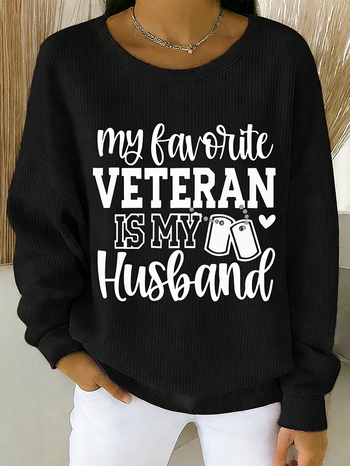 Vintage Crew Neck Loose Text Letters Sweatshirt