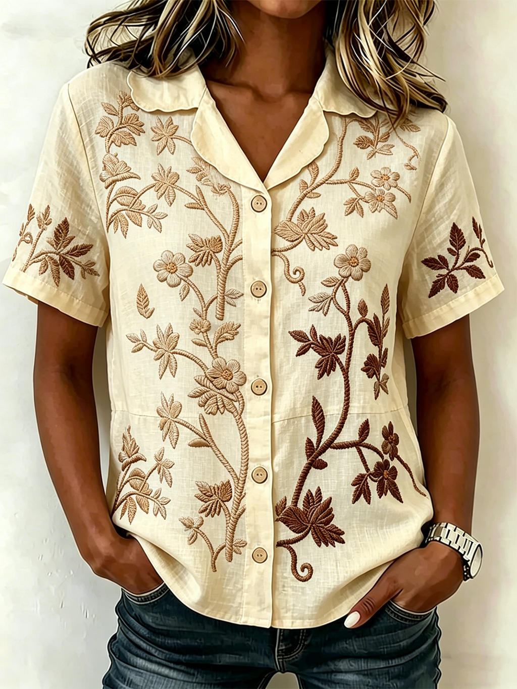 Floral Shawl Collar Vintage Shirt