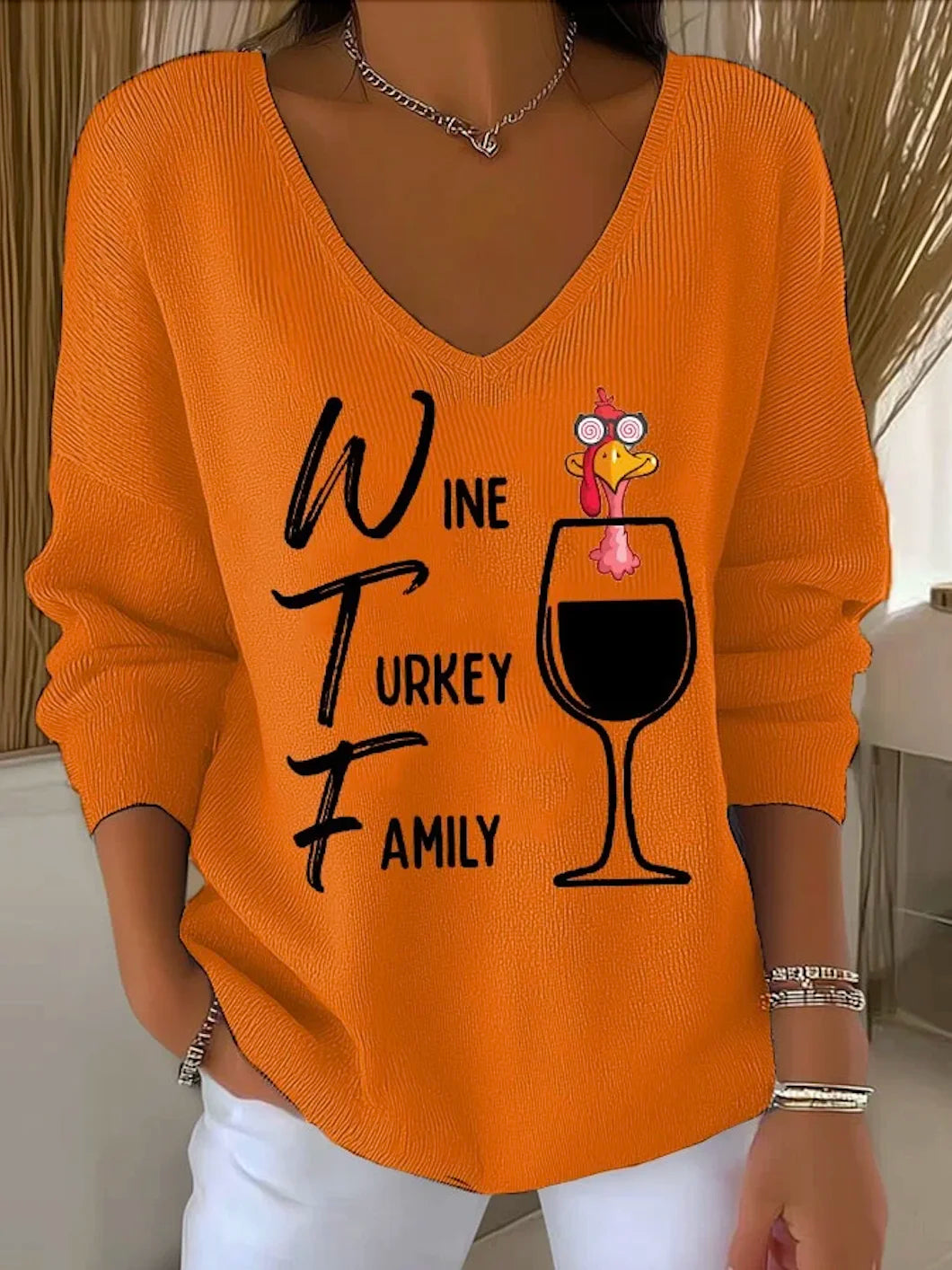 Casual Cotton Text Letters Sweater