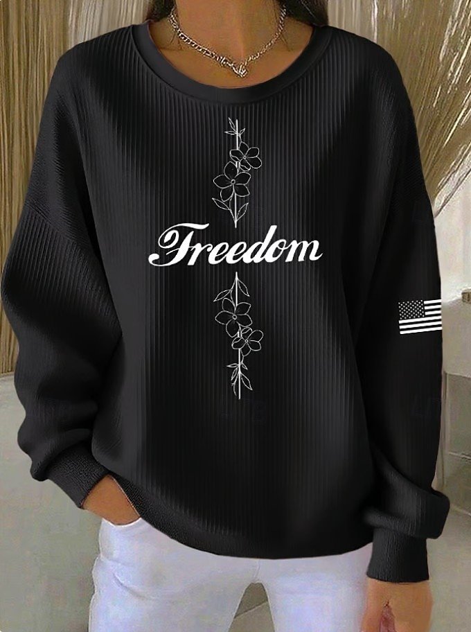 Loose Cotton-Blend Vintage Crew Neck Sweatshirt