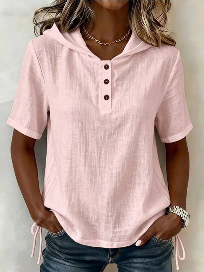 Linen Blend Loose Casual T-Shirt