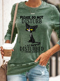 Womens Please Do Not Disturb Letters Regular Fit Sweatshirt