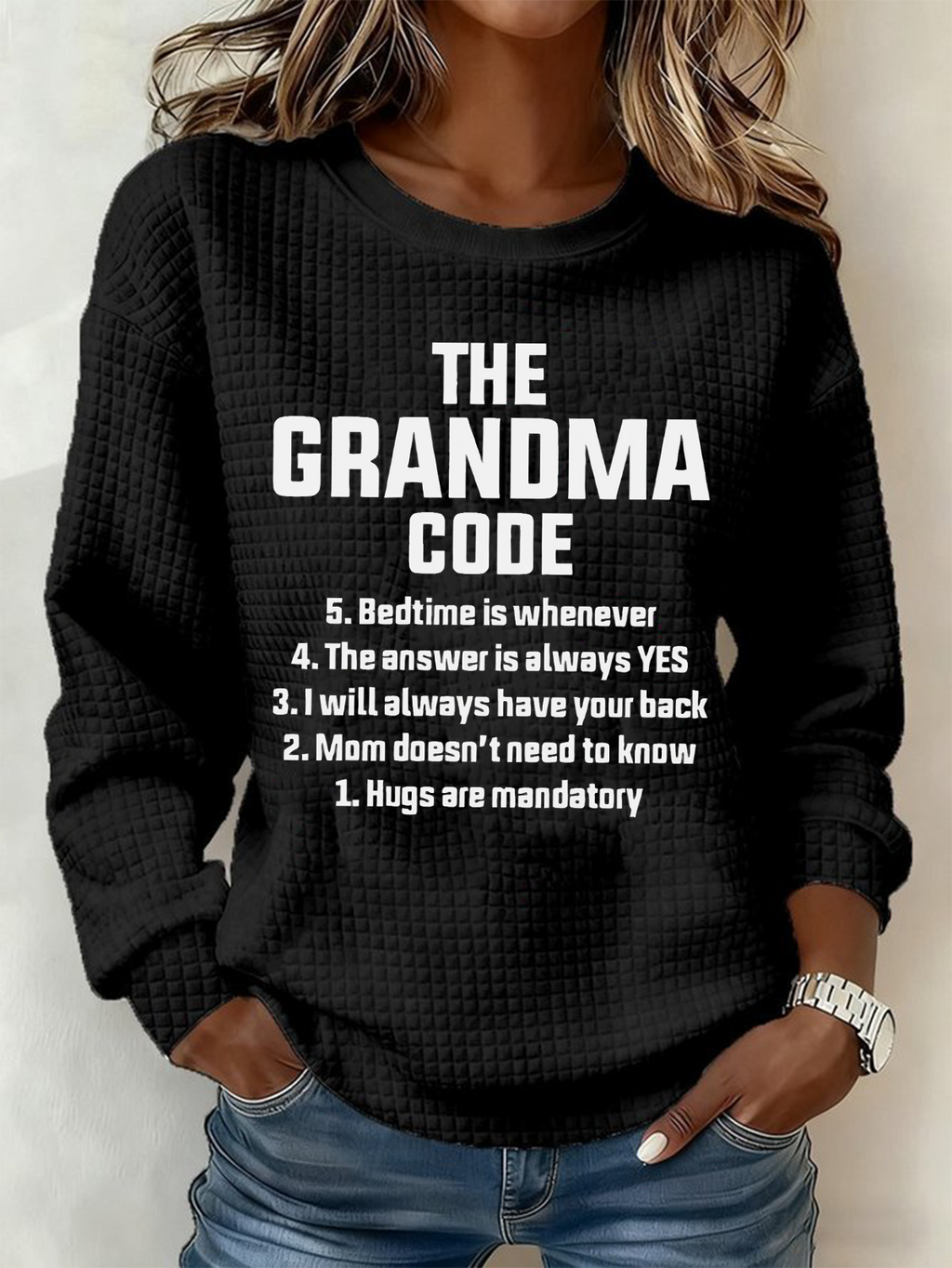 Loose Crew Neck Vintage Text Letters Sweatshirt