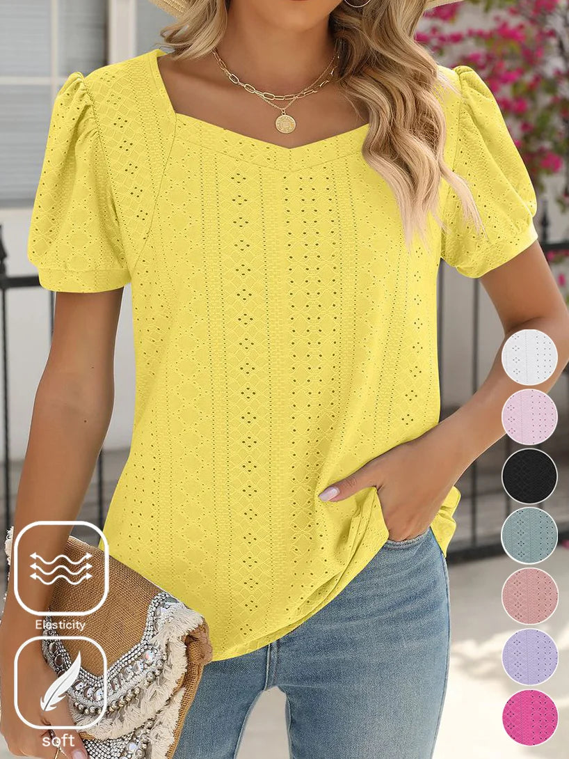 Casual Loose Sweetheart Neckline T-Shirt