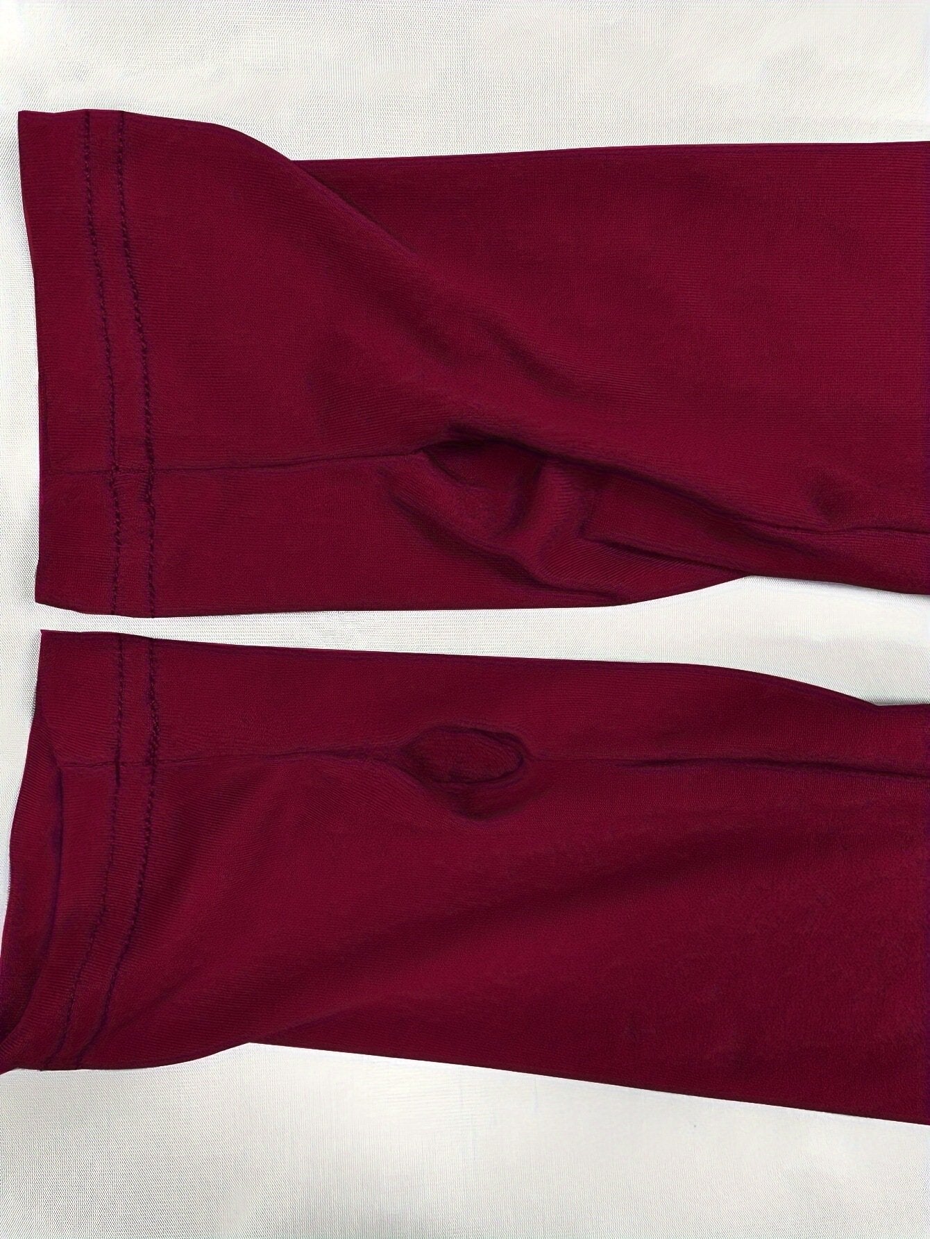 Women's Long Sleeve T-shirt Spring/Fall Wine Red Plain Split Joint Crew Neck Daily Going Out Vintage Top