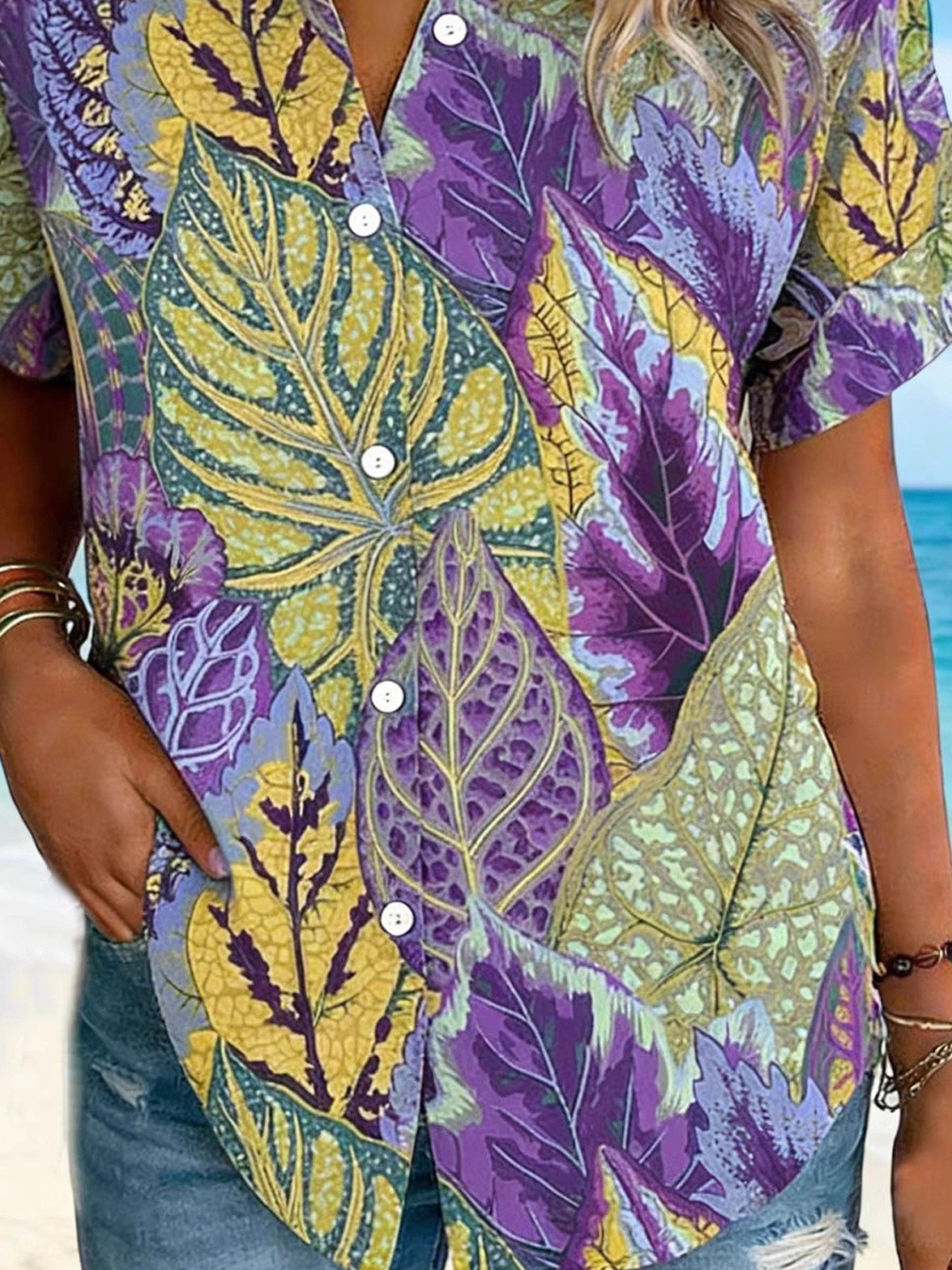 3D Printing Tropical Printed Shawl Collar Short Sleeve Summer Vacation Going Out Casual Shirt