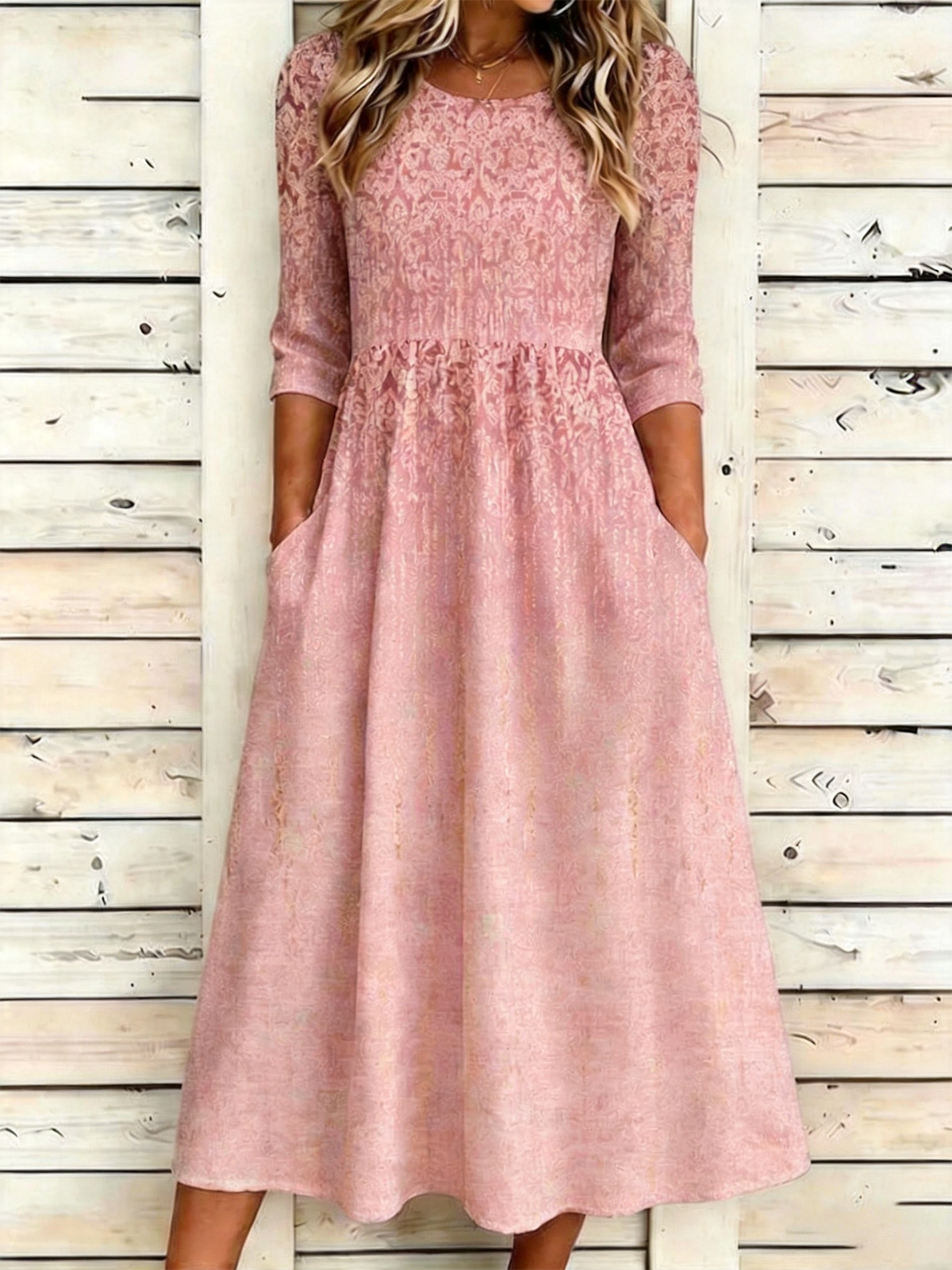 Elegant Loose Others Gradient Pattern Dress With No