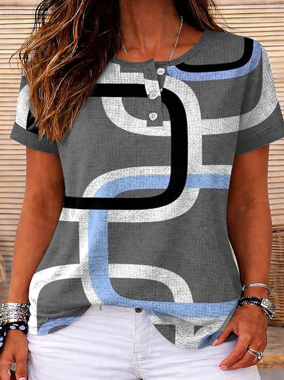 Casual Loose Others Striped T-Shirt