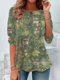 Women's Floral Spring Print Casual Crew Neck Tunic T-Shirt