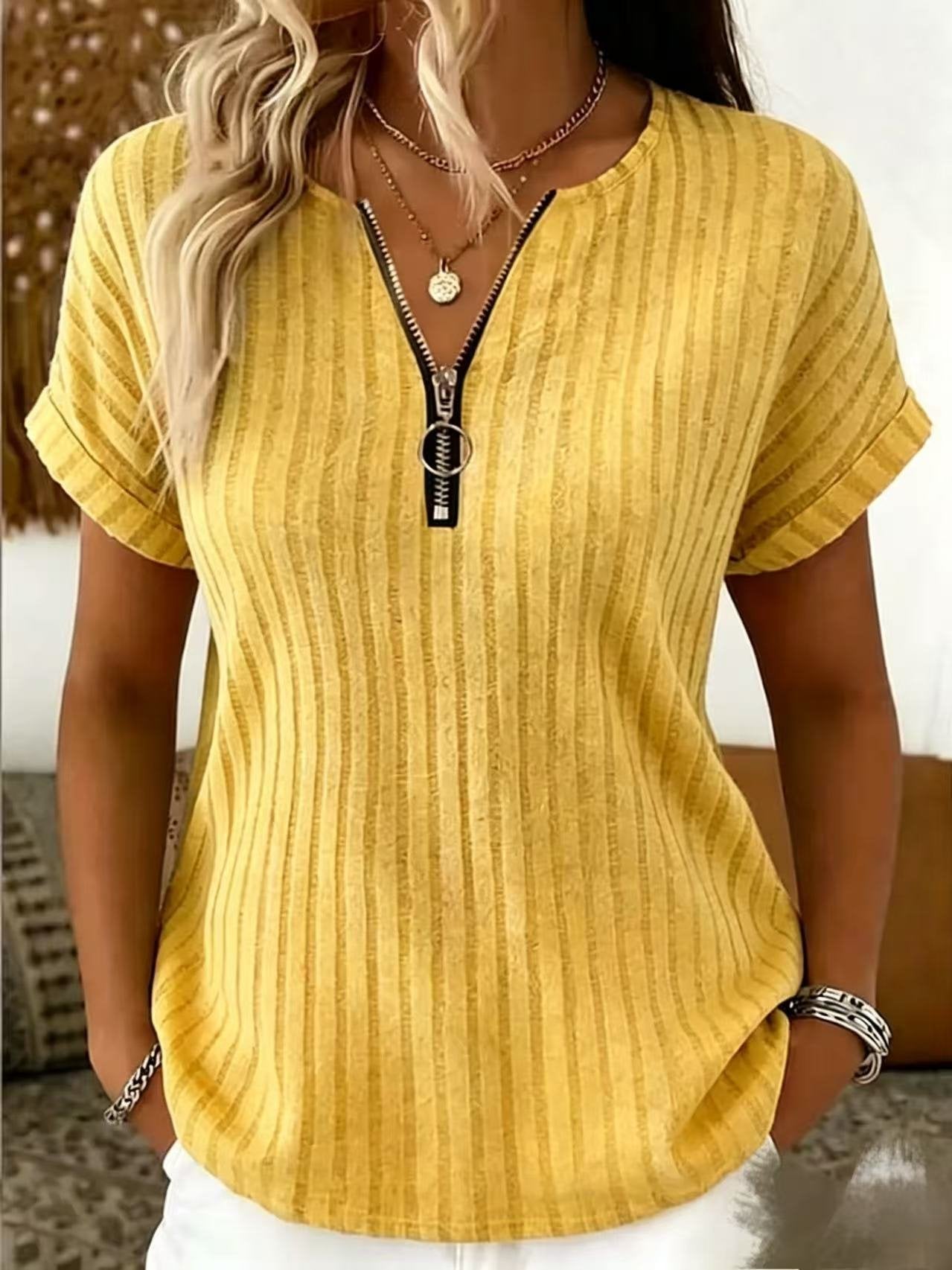 Half-Zip Others Elegant T-Shirt