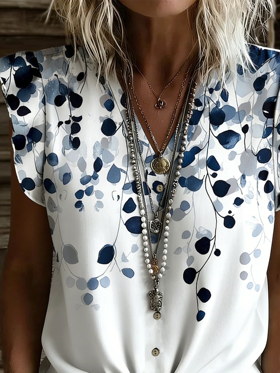 Vintage Ditsy Floral Ruffle Sleeve Others Loose T-Shirt