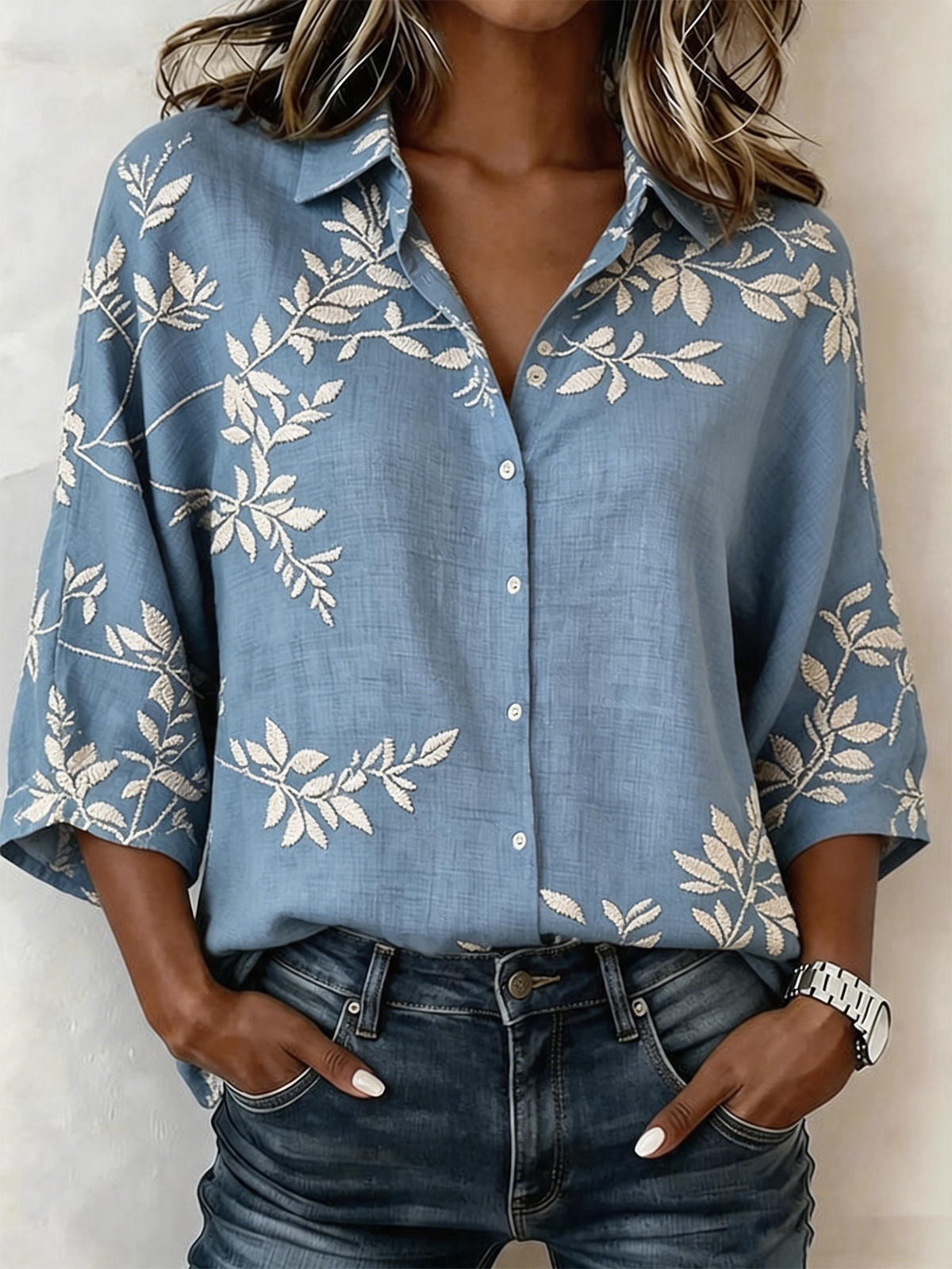 Shawl Collar Loose Vintage Cotton And Linen Blouse