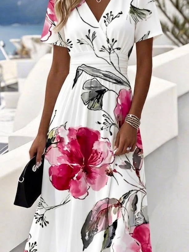 V Neck Elegant Dress With No