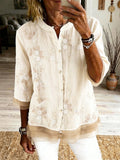 Embroidery Patterns Linen Blend Vintage Loose Shirt