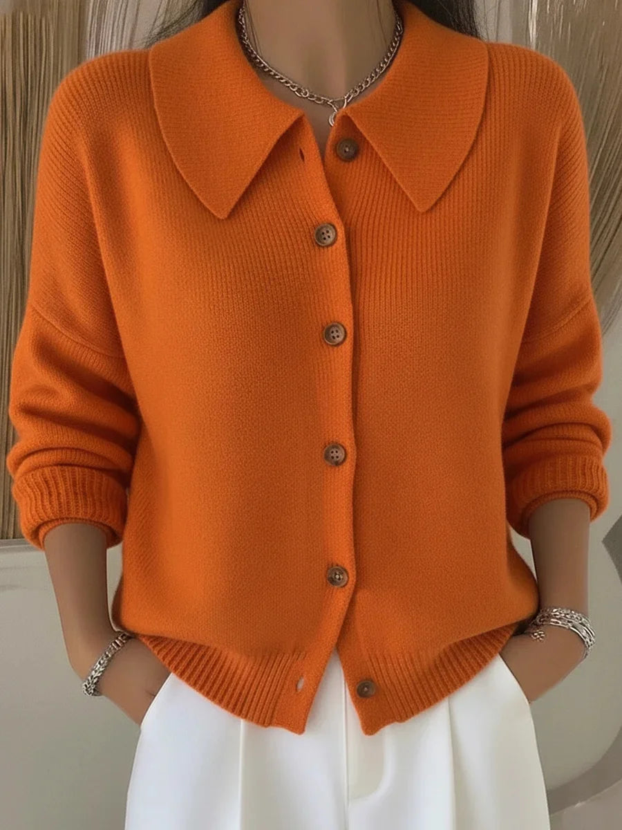 Simple Shawl Collar Loose Plain Cardigan