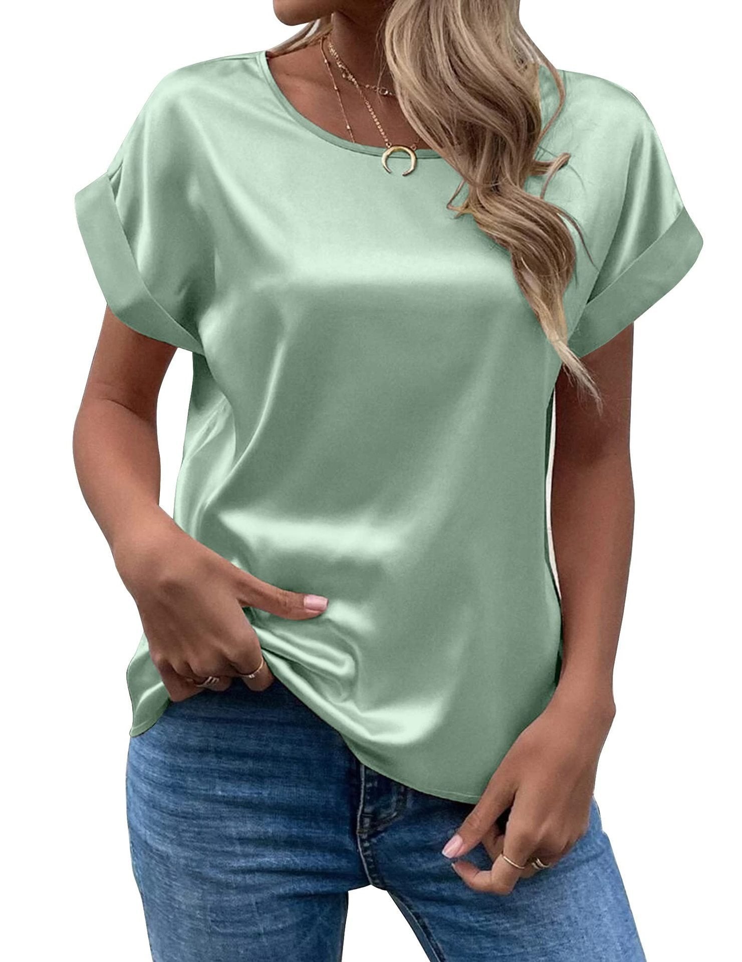 Casual Loose Plain Crew Neck T-Shirt