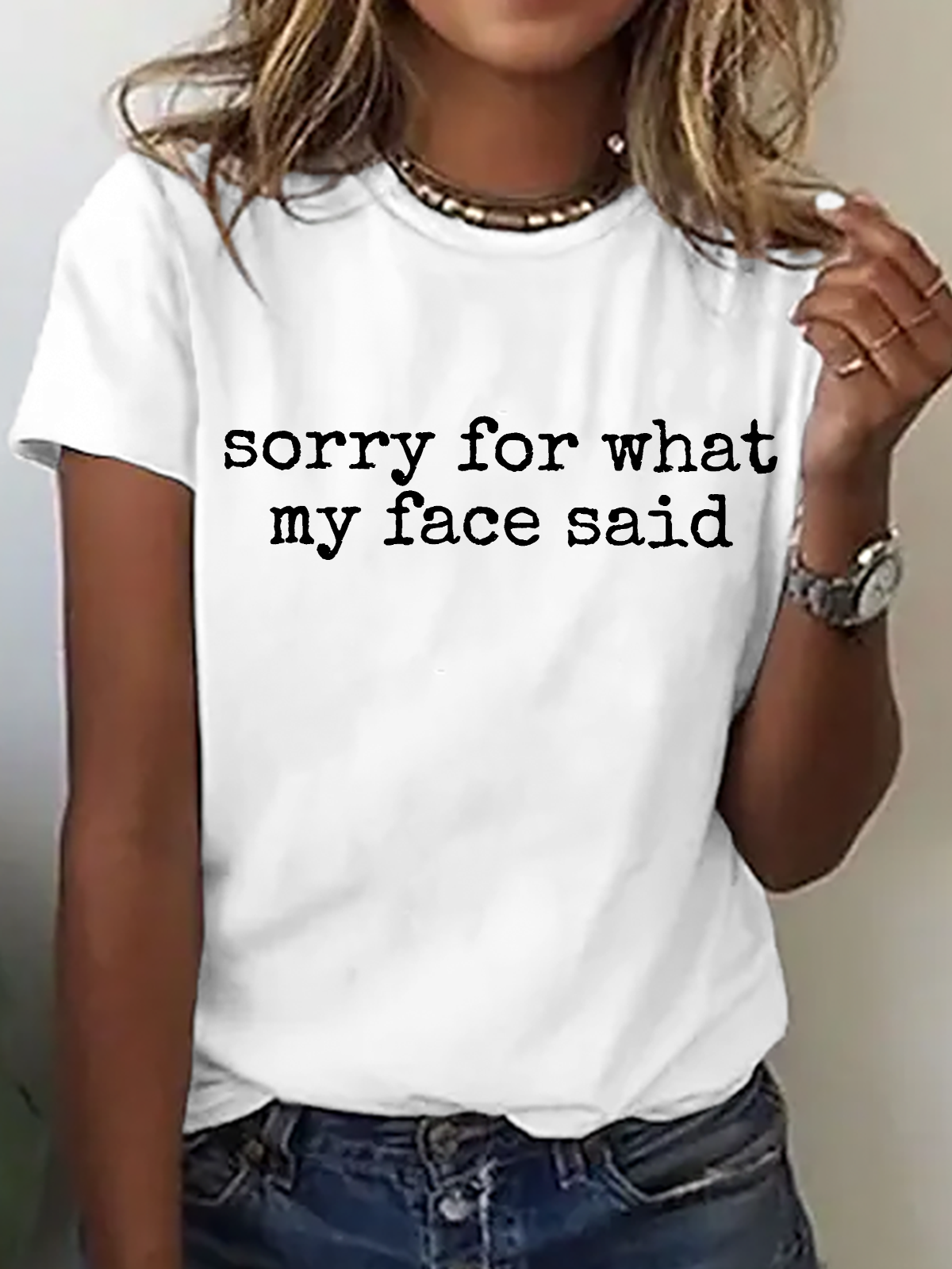 Women's ‘Sorry for What My Face Saidâ€?Slogan short sleeved T-shirt