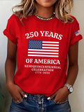 Women's Short Sleeve T-shirt Summer Red Text Letters Printing Jersey Crew Neck Daily Going Out Casual Top
