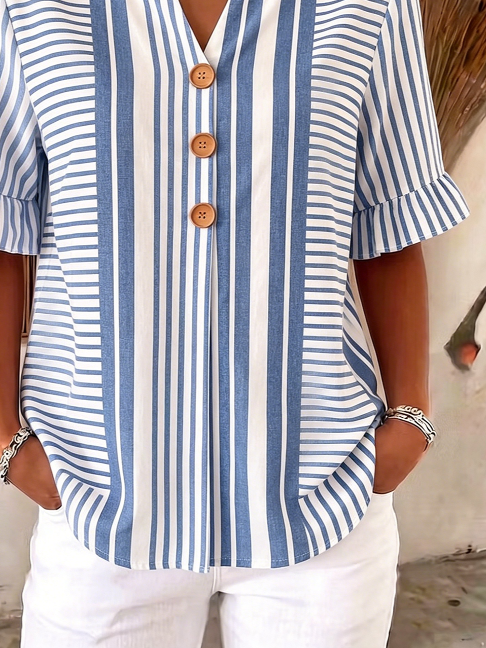 Striped Loose Others Vintage Shirt