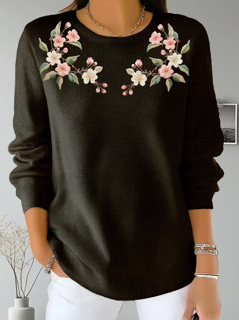 Printing Simple Floral Regular Fit Sweater