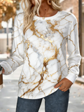 Cotton-Blend Gradient Pattern Loose Simple Sweatshirt