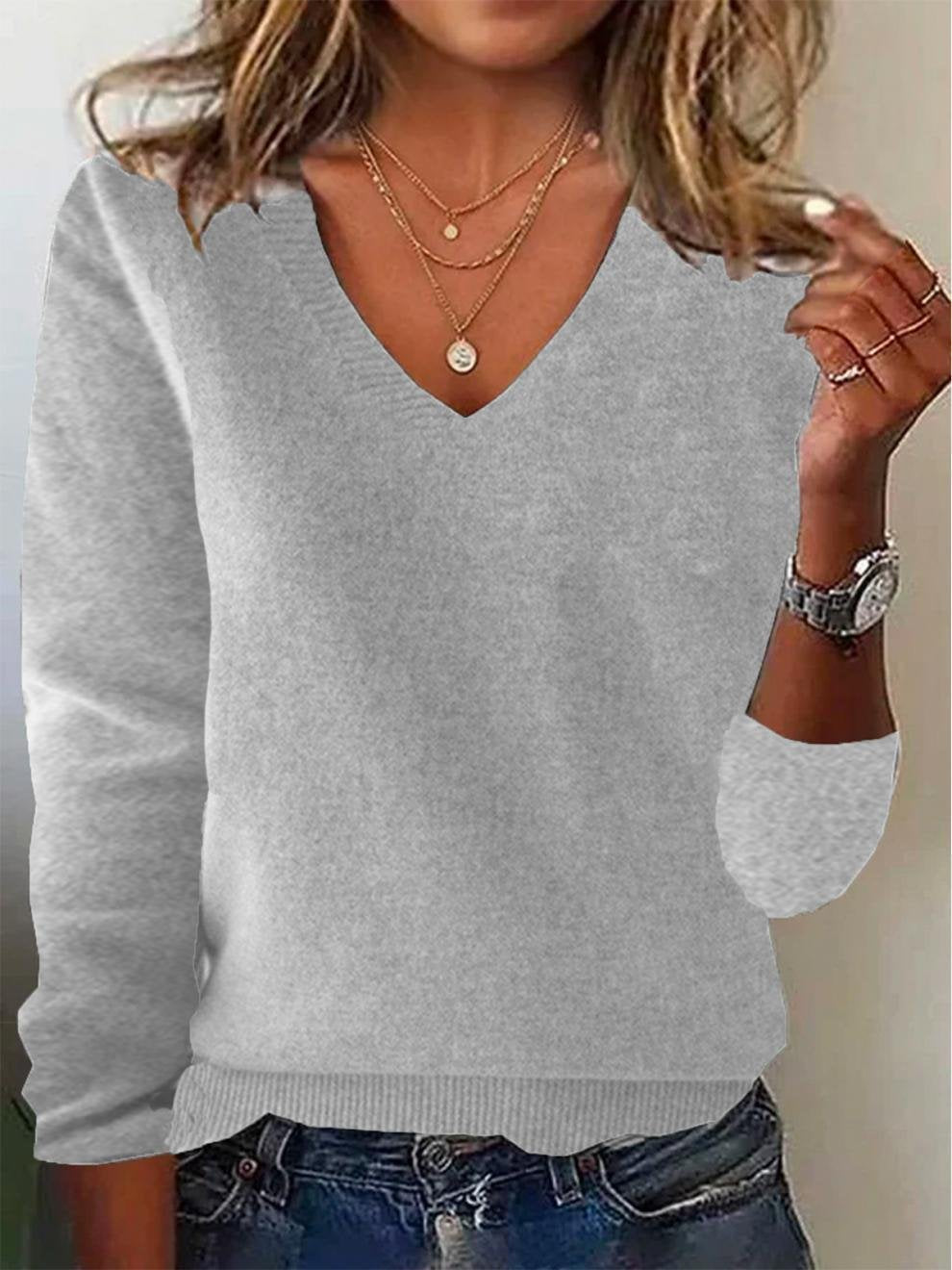 Wool-Blend Regular Fit Vintage Plain Sweater