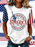 Women's 250th Anniversary Of The Founding Of the United States Eagle Old Glory Cotton Vintage Short Sleeve Round Neck 3D Printing Aemerica Flag Daily Going Out Casual T-Shirt Independence Day