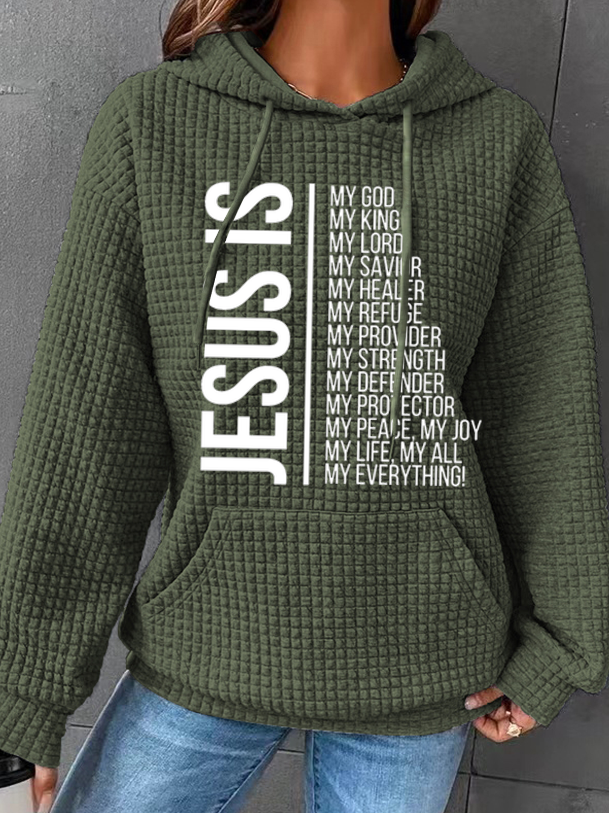 Womens Jesus Is My God Loose Hoodie Simple Hoodie