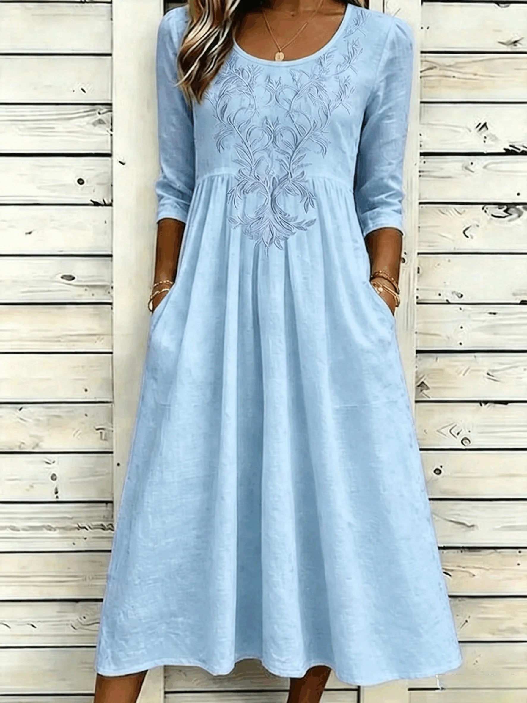 Floral Print Casual A-Line Maxi Dress with Pockets
