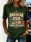 Women's 250th Anniversary Of The Founding Of the United States Cotton Vintage Short Sleeve Crew Neck 3D Printing Daily Going Out Casual T-Shirt