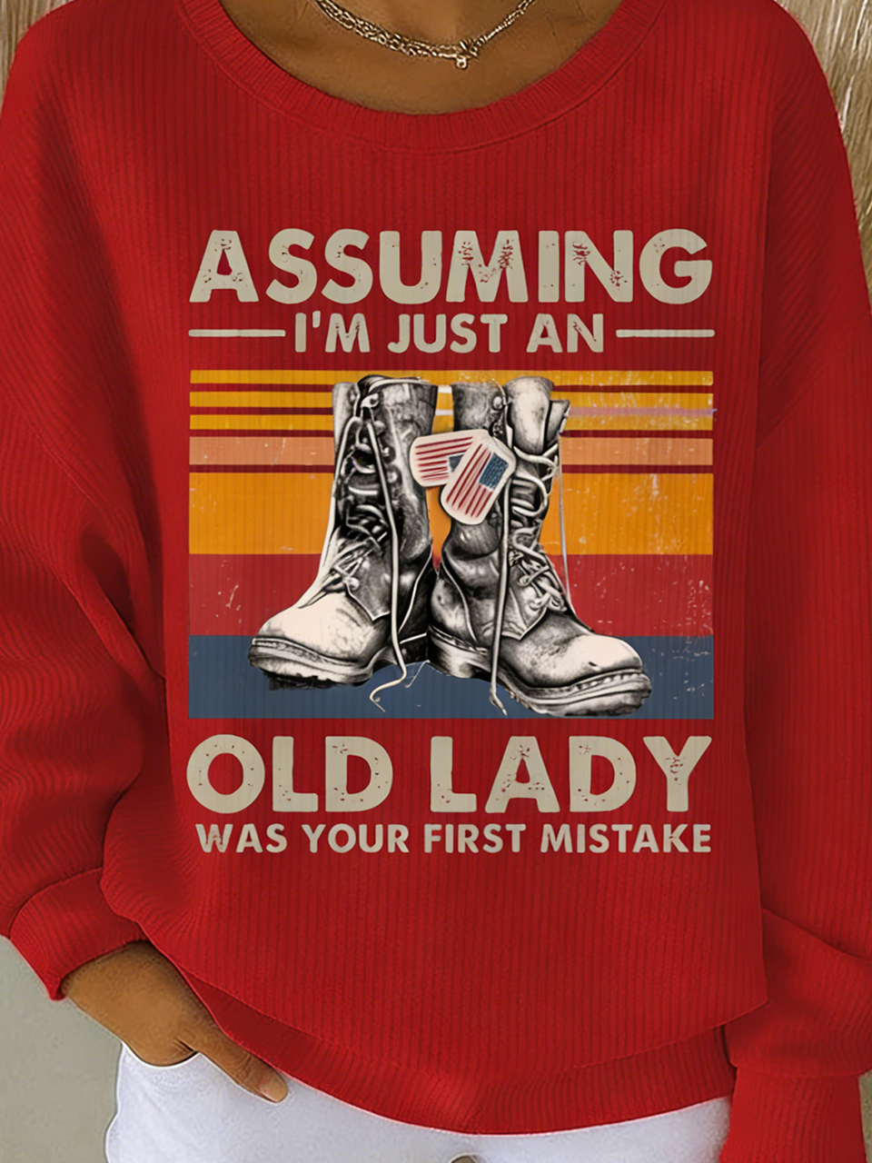 Vintage Crew Neck Loose Letter Pattern Sweatshirt