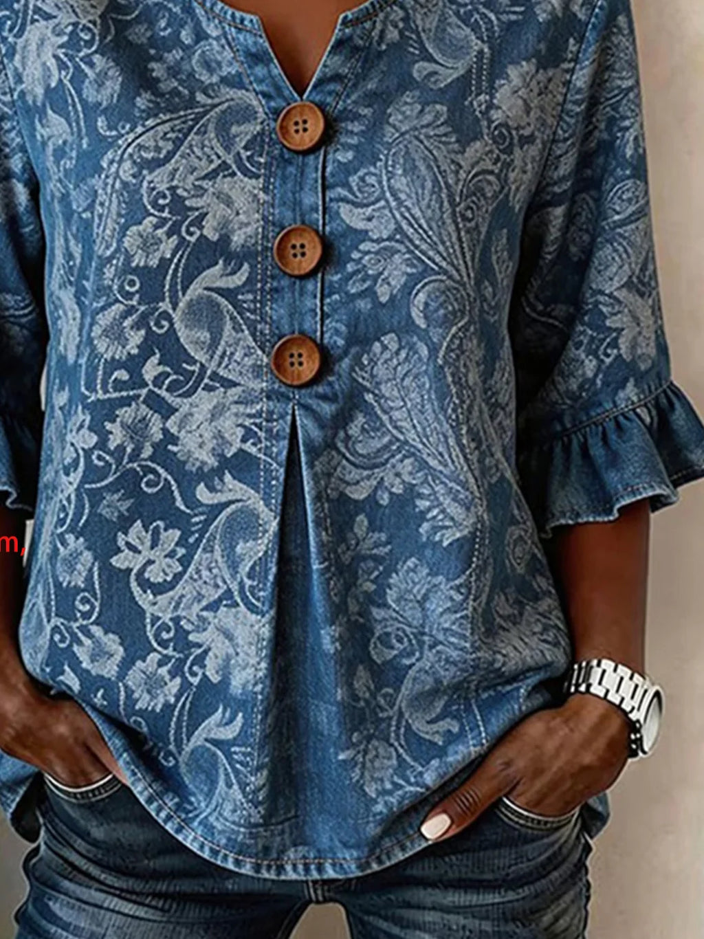 Women's Half Sleeve Blouse Summer Blue Floral Printing V Neck Daily Going Out Vintage Top