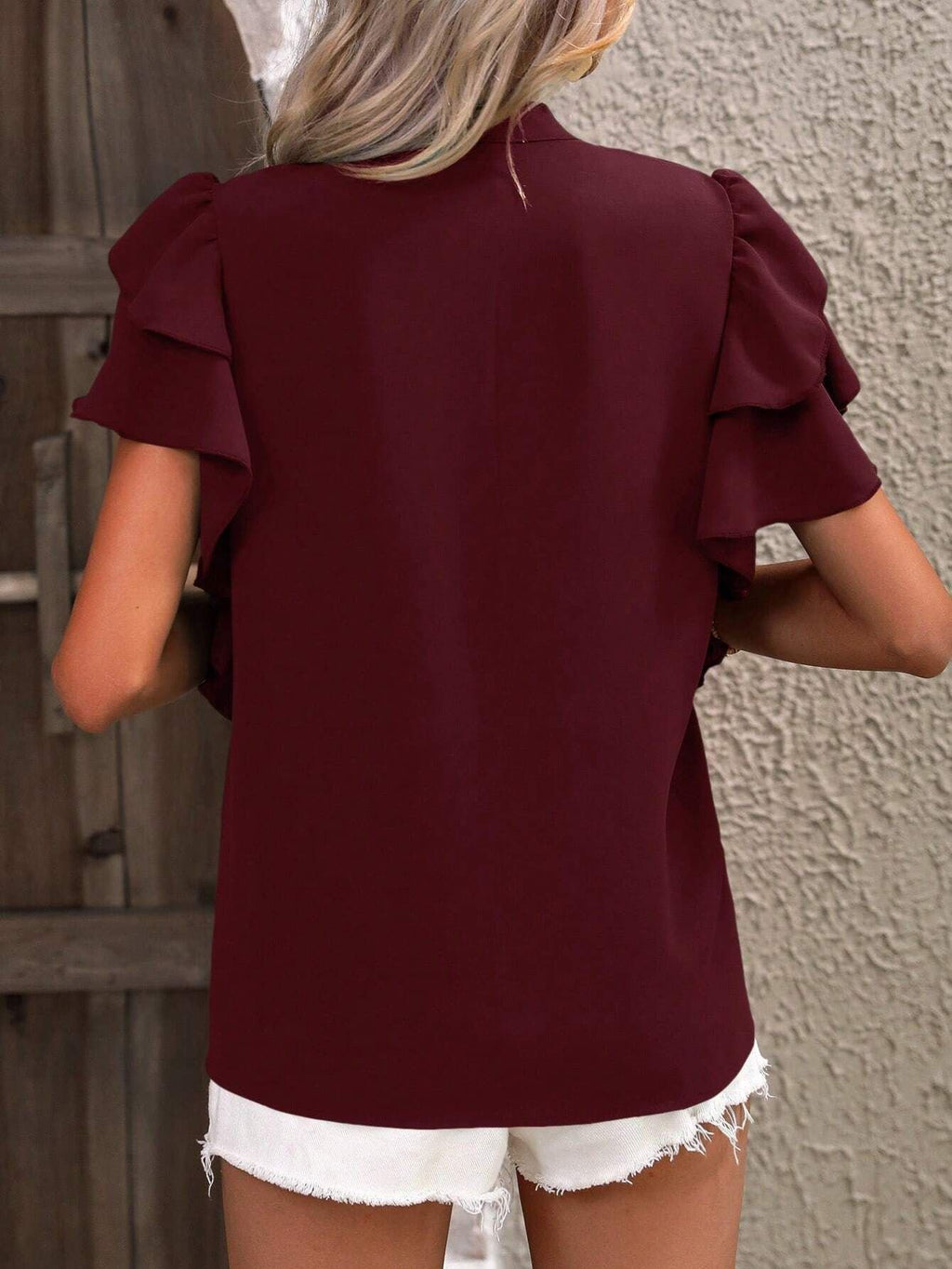 Plain Ruffle Sleeve Elegant Others Loose Shirt