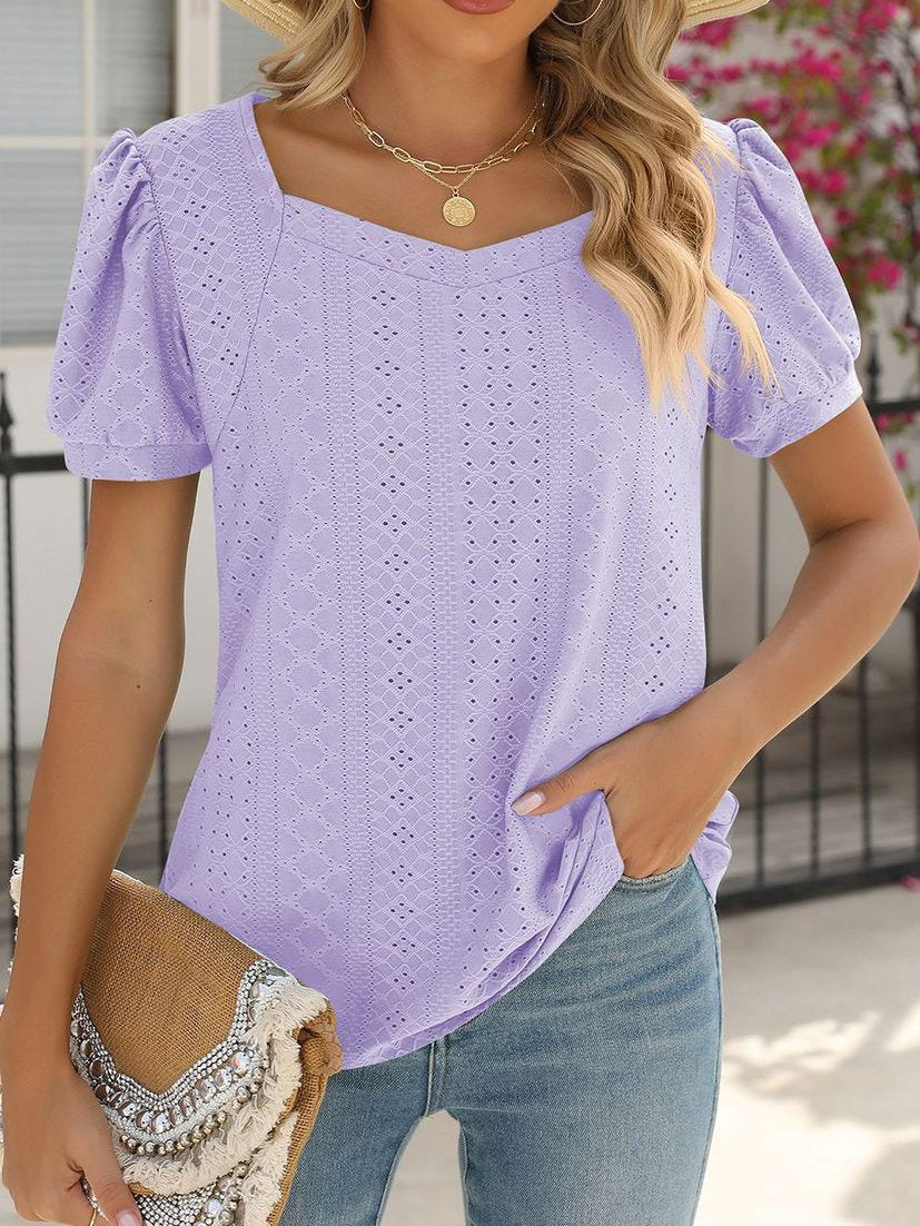 Casual Loose Sweetheart Neckline T-Shirt