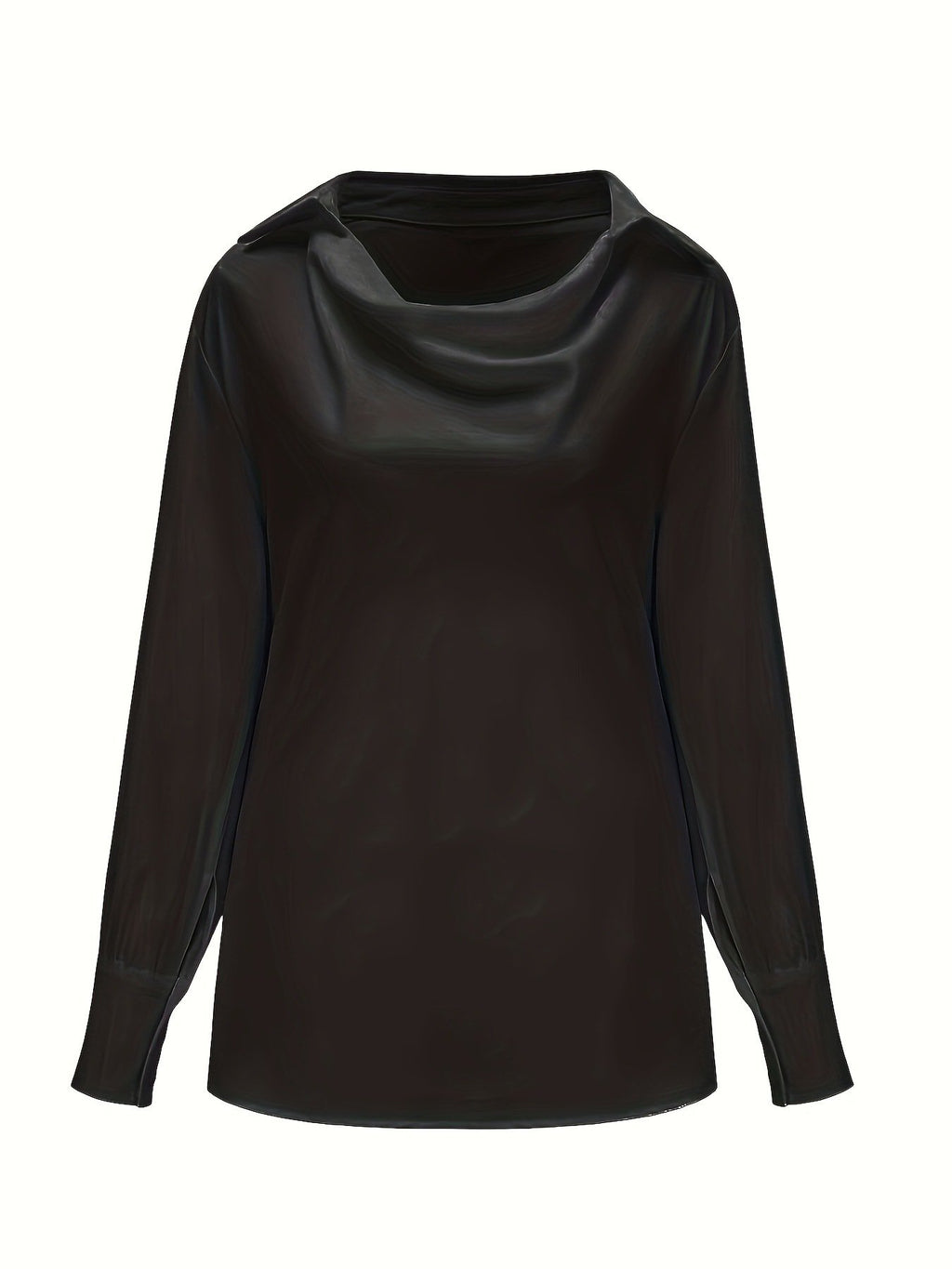 Semi Formal Cowl Neck Loose Plain Shirt