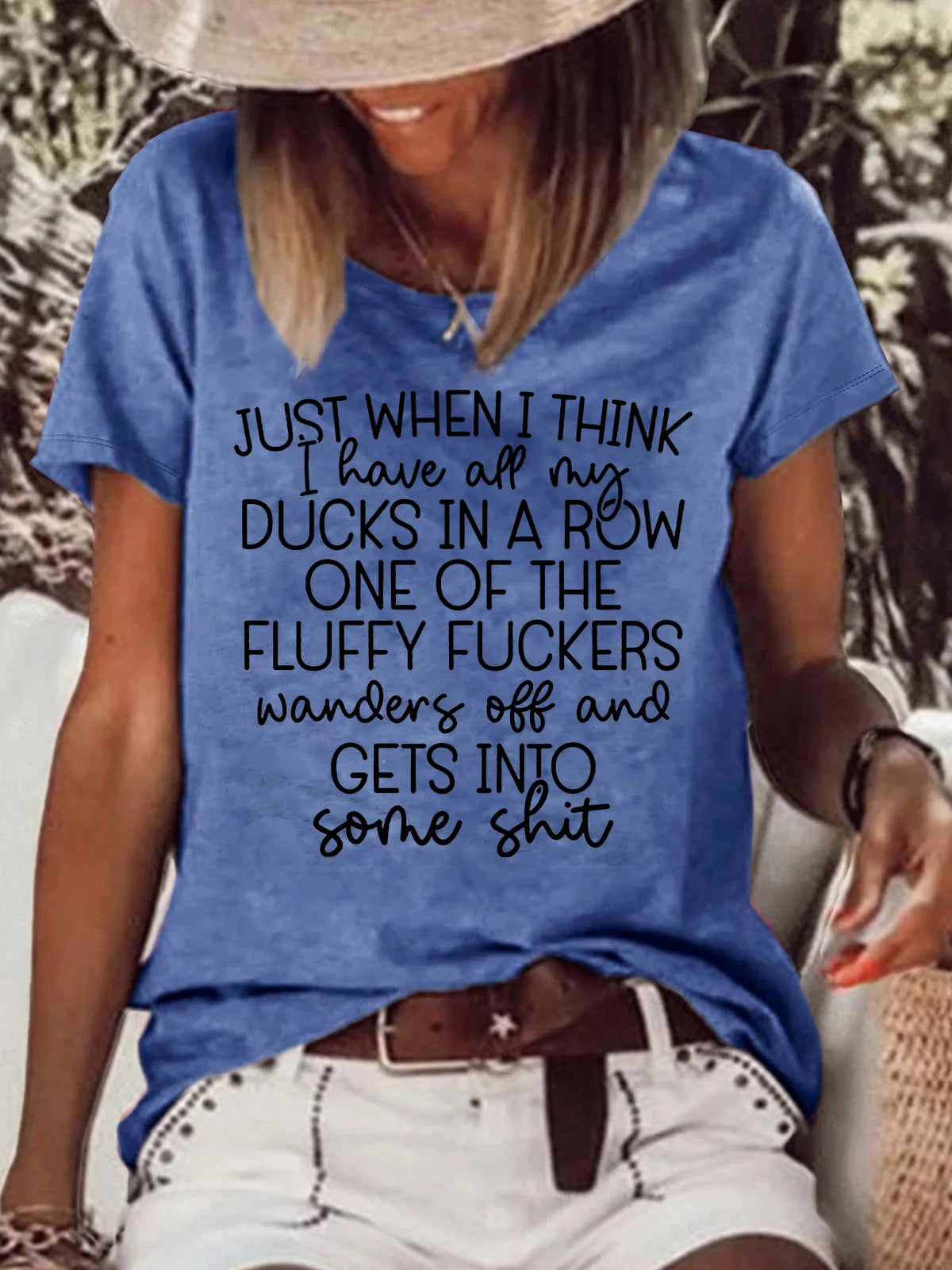 Women's Ducks In A Row Funny Letters Casual T-Shirt