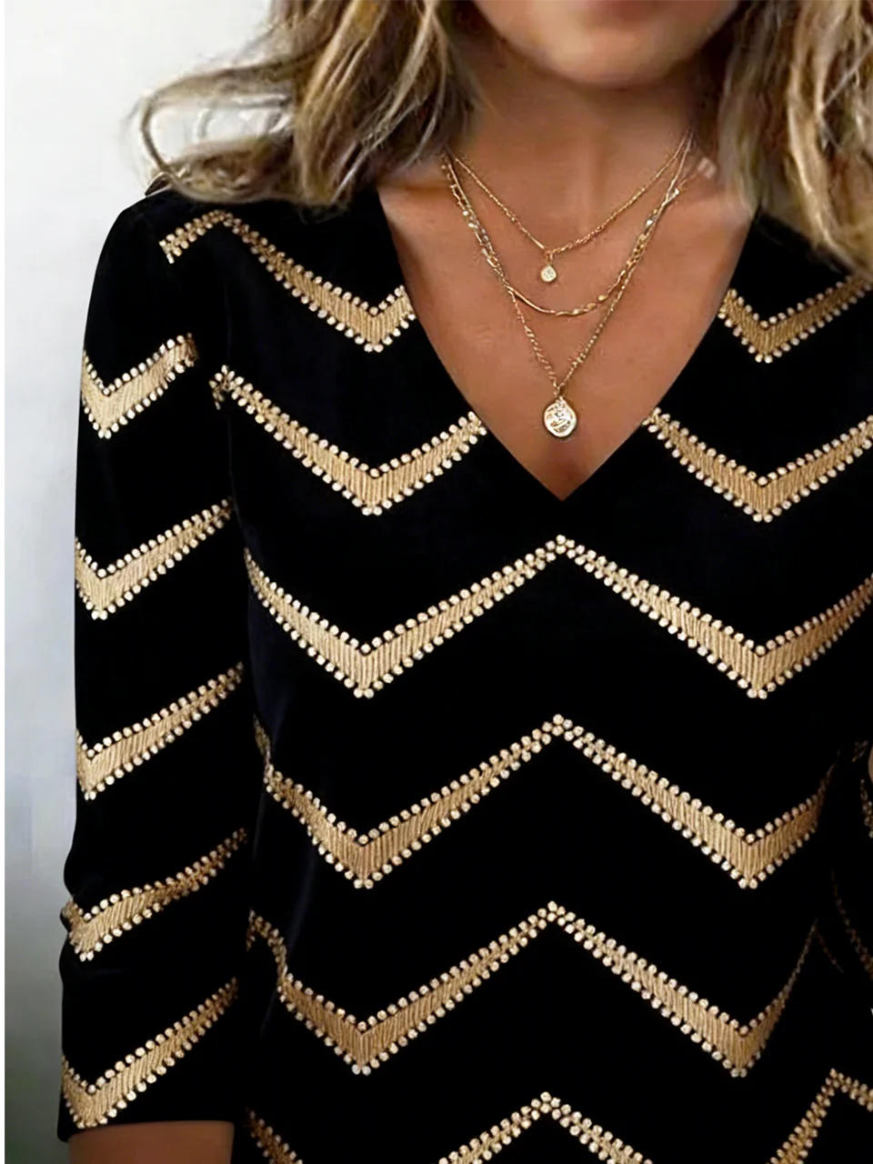 Regular Fit Sexy Striped V Neck T-Shirt