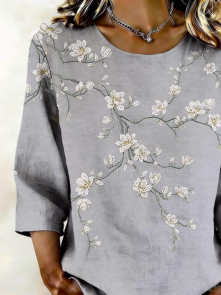 Crew Neck Elegant Loose Shirt