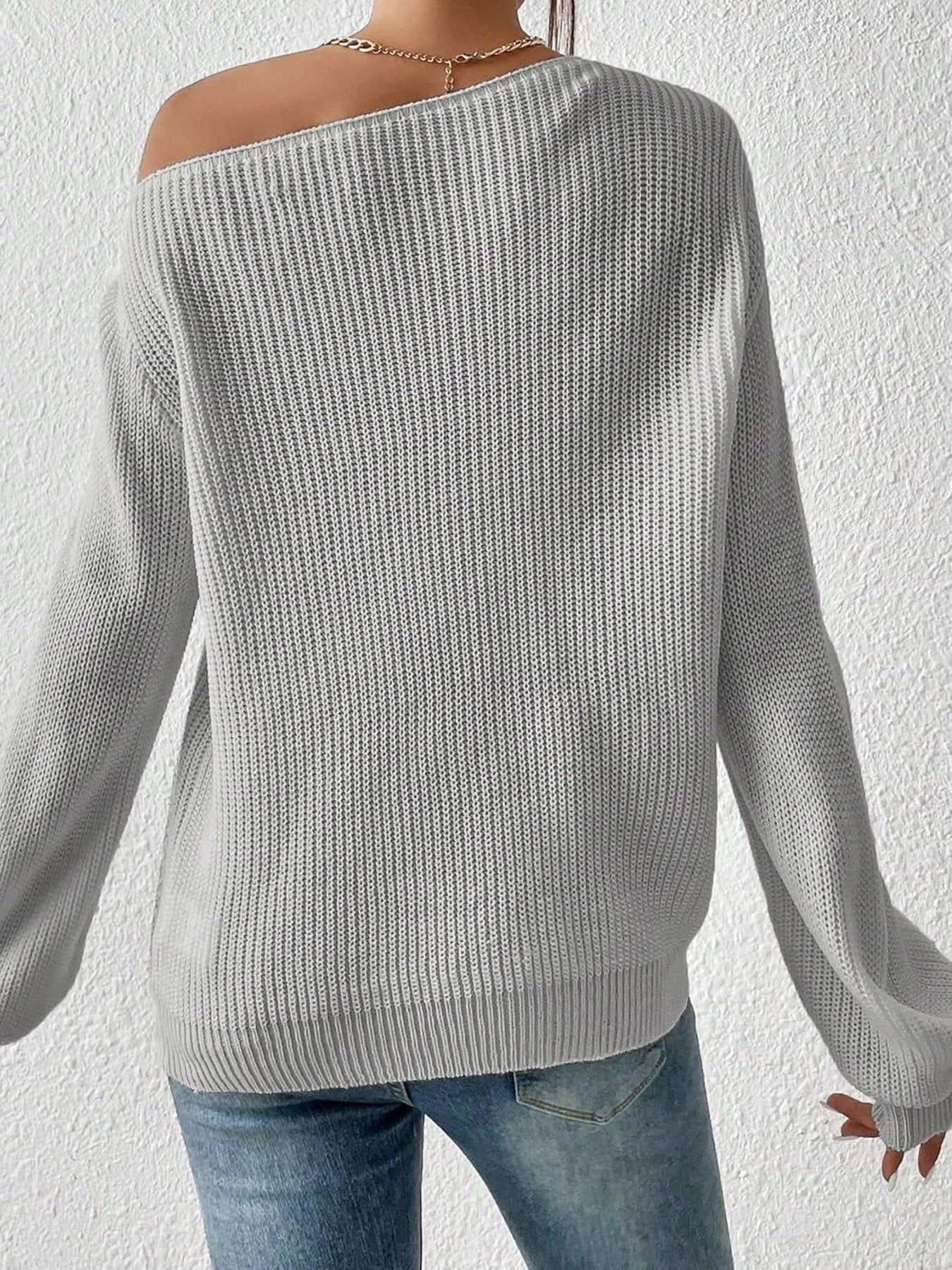 Casual Regular Fit Off The Shoulder Sweater