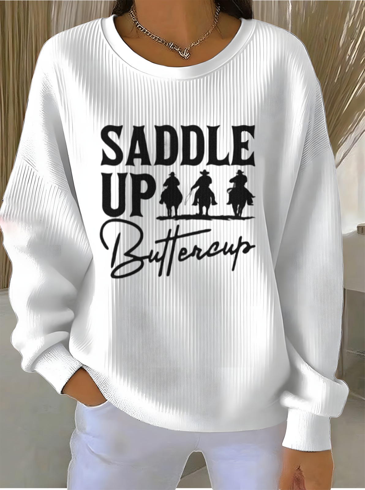 Loose Simple Letter Pattern Crew Neck Sweatshirt