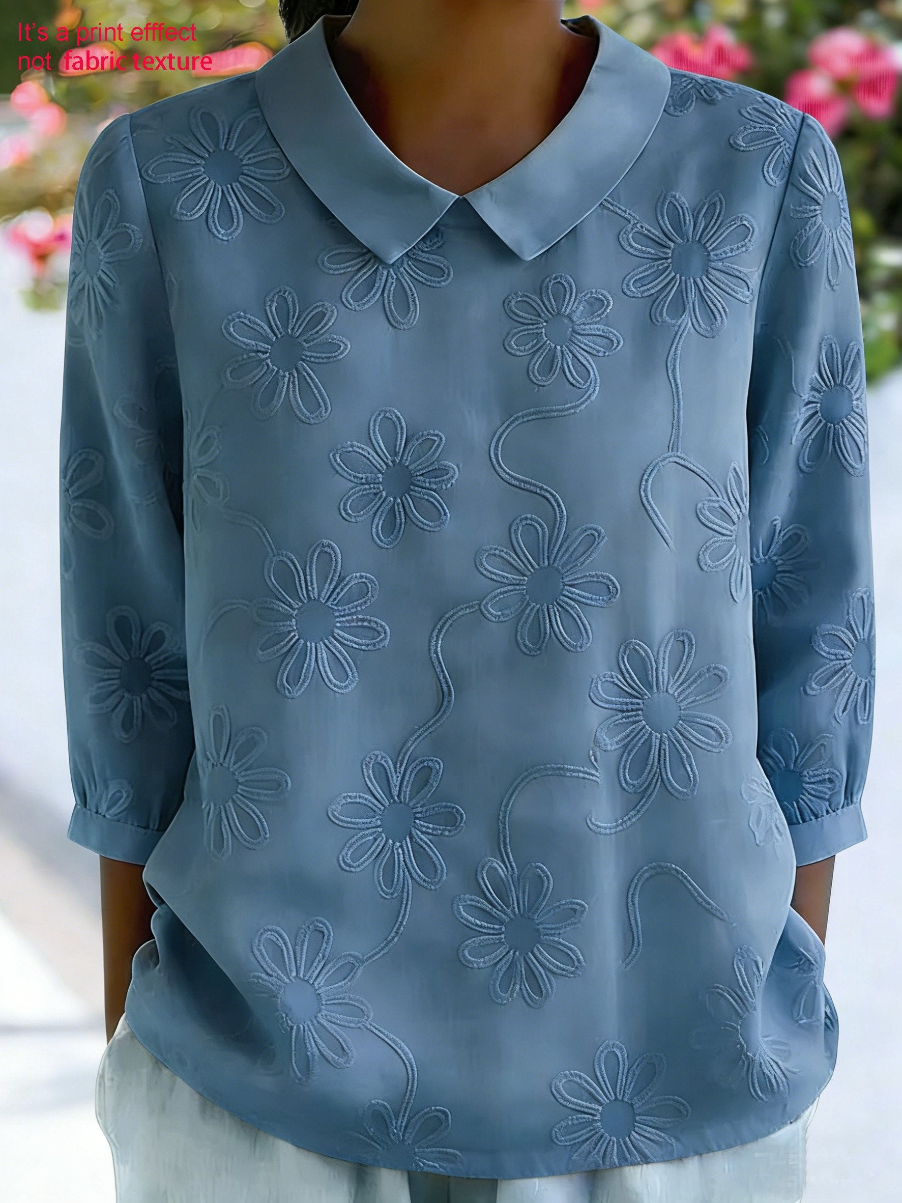 3D Printing Floral Shawl Collar Short Sleeve Spring Summer Casual Top