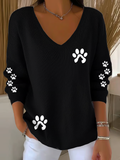 Women'S Dog Paw Print Casual T-Shirt
