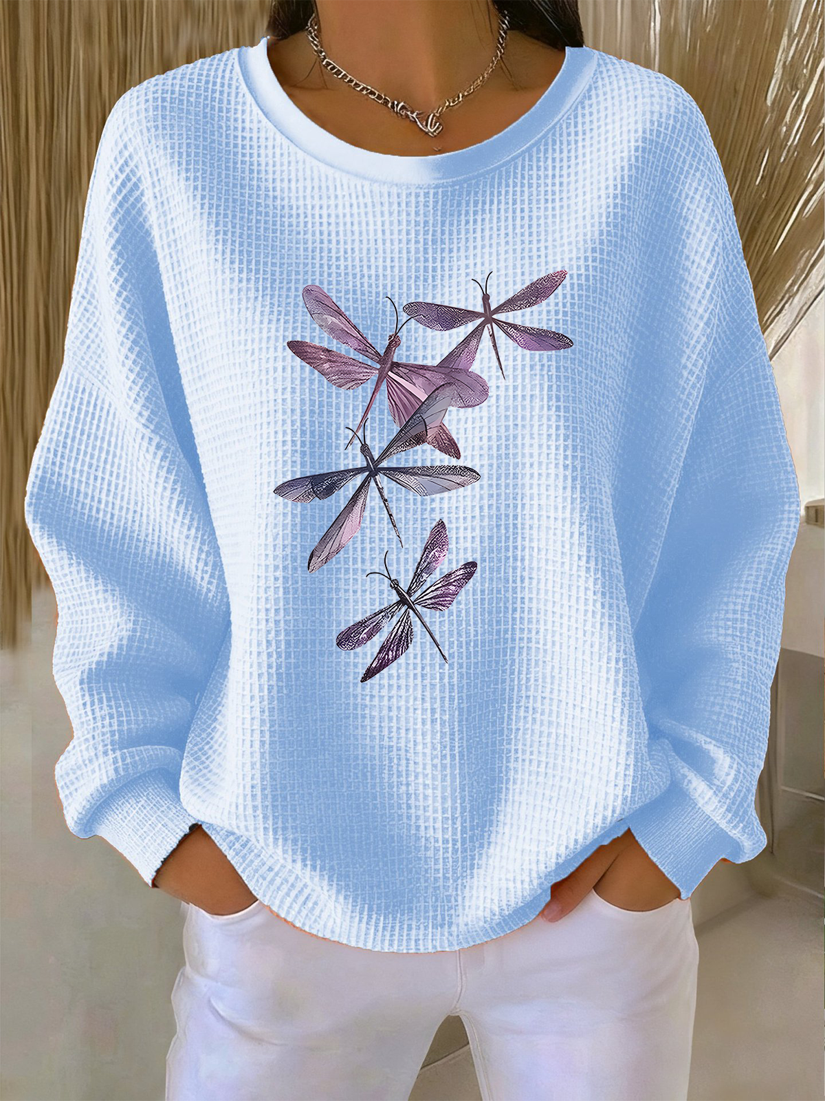Crew Neck Casual Butterfly Loose T-Shirt