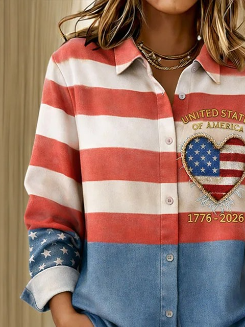 Floral Shawl Collar Casual Loose Shirt
