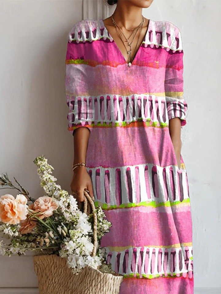 Crew Neck Loose Casual Dress With No