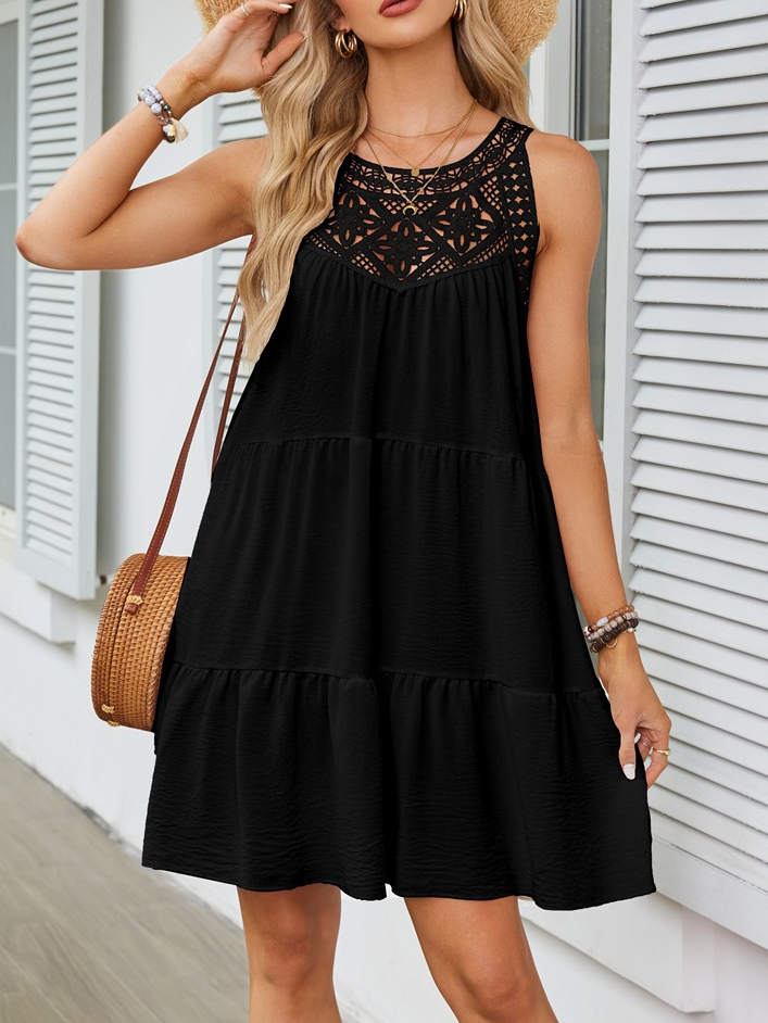 Others Plain Cotton-Blend Boho Dress