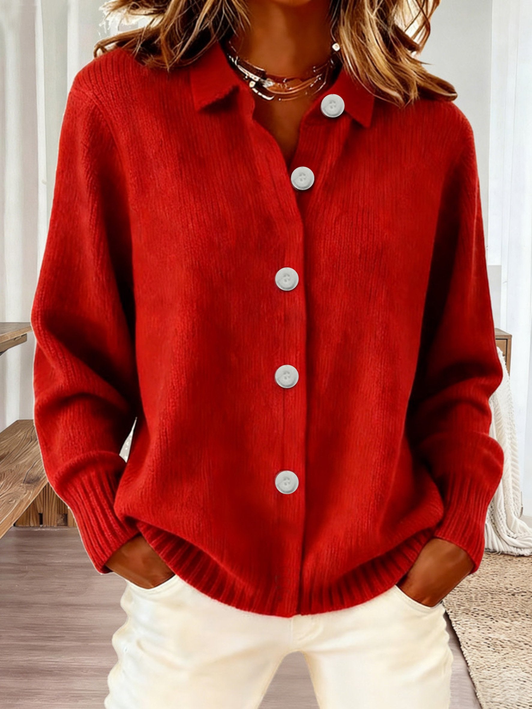 Plain Casual Loose Fit Cardigan