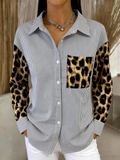 Shawl Collar Striped Loose Street Shirt